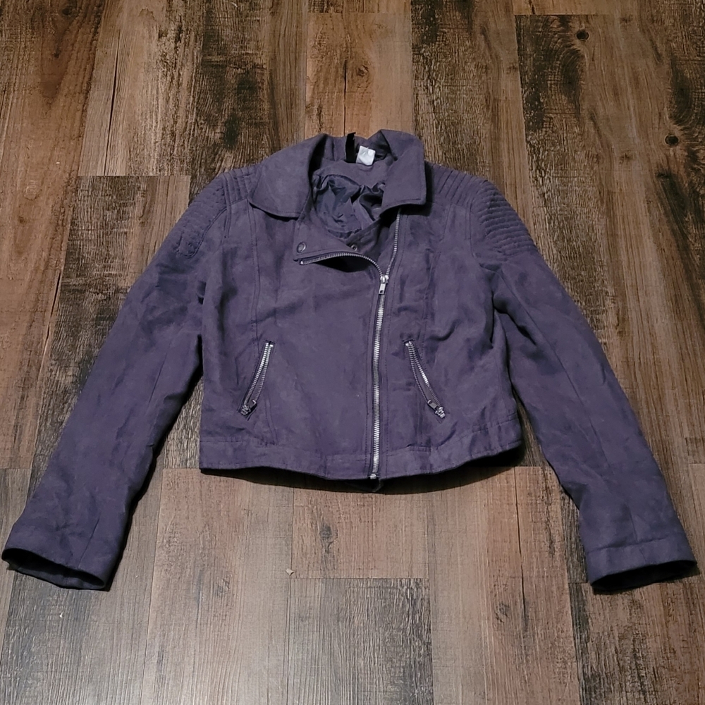 Divided H&M Dark Grey Faux Suede Moto Jacket